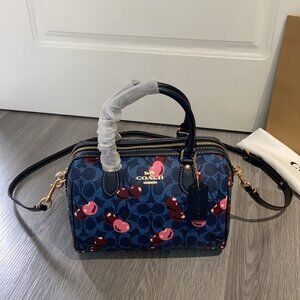 Coach Boston Bag Cherry Pattern Handbag Shoulder Bag